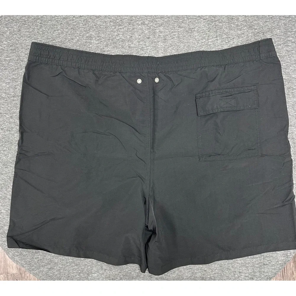 Polo Ralph Lauren Black Swim‎ Trunks Elastic Red Waist Red Pony Logo 2XB